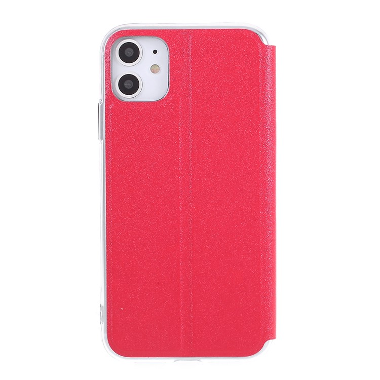 View Window Touch Slide Leather Stand Phone Cover Casing for iPhone 11 6.1 inch - Red-2