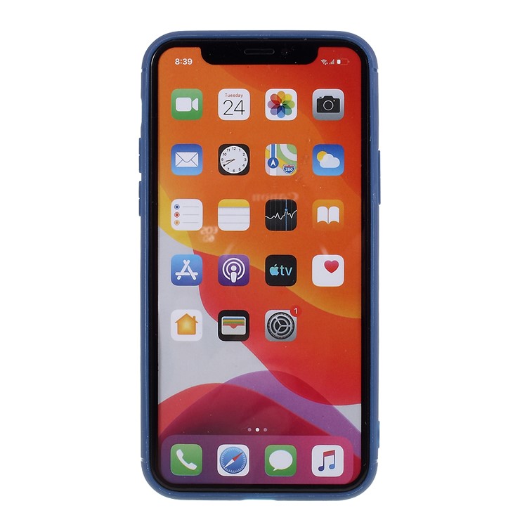 TIVOLAN PU Leather Coated TPU Case with Ring Holder Kickstand for iPhone 11 Pro Max 6.5 inch - Blue-3