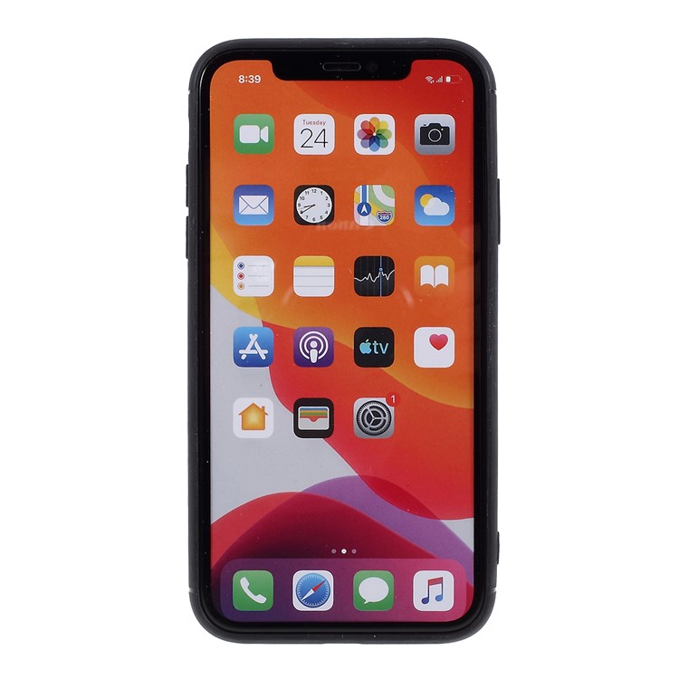 TIVOLAN PU Leather Coated TPU Phone Case with Ring Holder Kickstand for iPhone 11 6.1 inch - Black-3