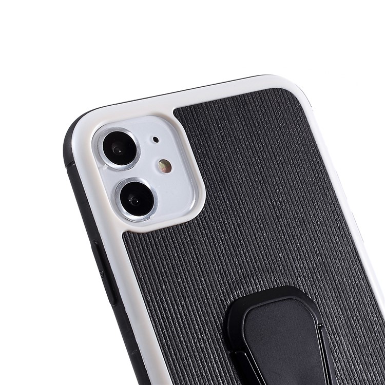 TIVOLAN PU Leather Coated TPU Phone Case with Ring Holder Kickstand for iPhone 11 6.1 inch - Black-4