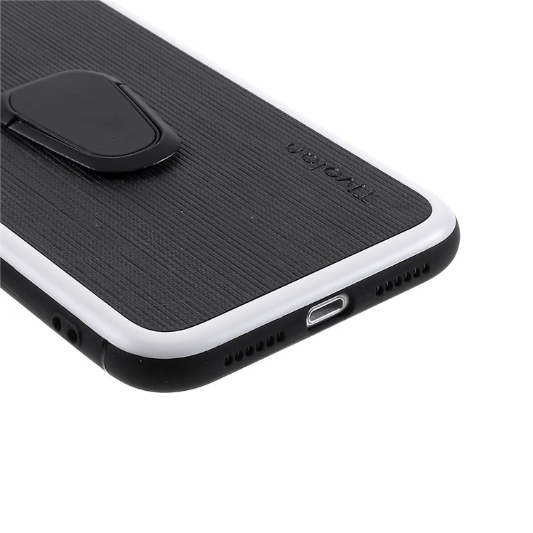 TIVOLAN PU Leather Coated TPU Phone Case with Ring Holder Kickstand for iPhone 11 6.1 inch - Black-6