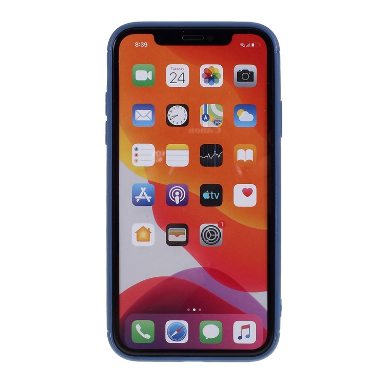 TIVOLAN PU Leather Coated TPU Phone Case with Ring Holder Kickstand for iPhone 11 6.1 inch - Blue-3