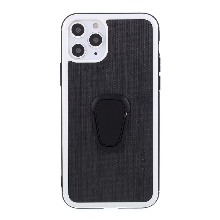 TIVOLAN PU Leather Coated TPU Cover with Ring Holder Kickstand for iPhone 11 Pro 5.8 inch - Black-2