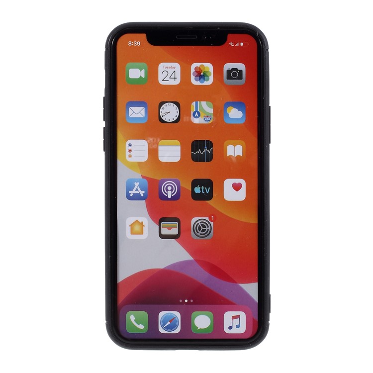 TIVOLAN PU Leather Coated TPU Cover with Ring Holder Kickstand for iPhone 11 Pro 5.8 inch - Black-3