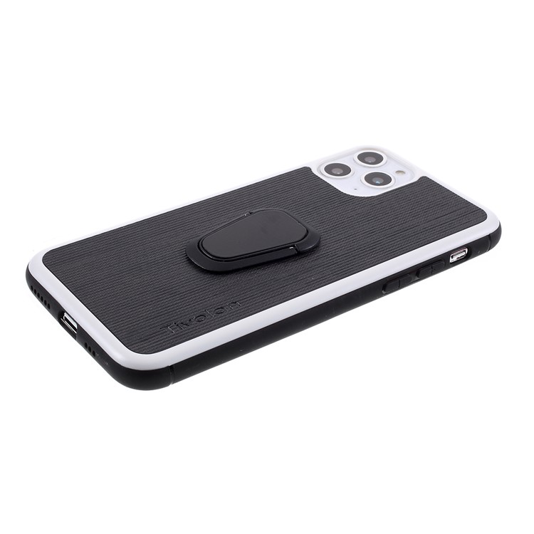 TIVOLAN PU Leather Coated TPU Cover with Ring Holder Kickstand for iPhone 11 Pro 5.8 inch - Black-5
