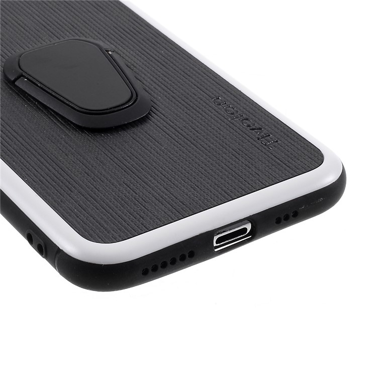 TIVOLAN PU Leather Coated TPU Cover with Ring Holder Kickstand for iPhone 11 Pro 5.8 inch - Black-6