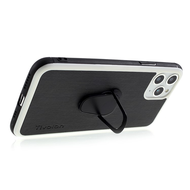 TIVOLAN PU Leather Coated TPU Cover with Ring Holder Kickstand for iPhone 11 Pro 5.8 inch - Black-7