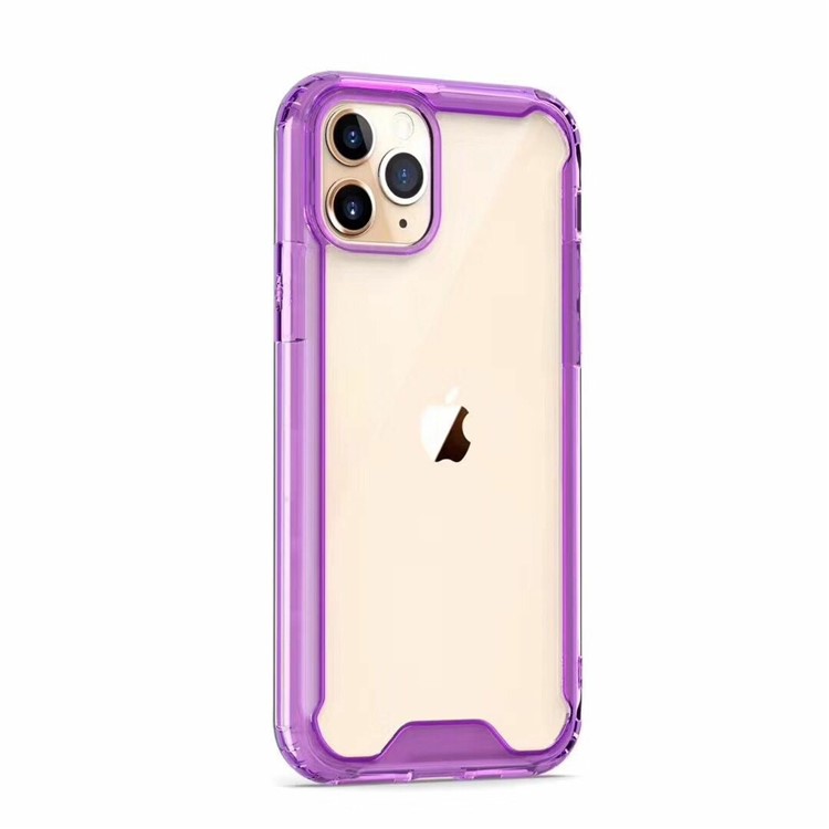 Impact Resistant TPU Frame + Acrylic Back Hybrid Case for iPhone 11 Pro Max 6.5 inch - Purple-2