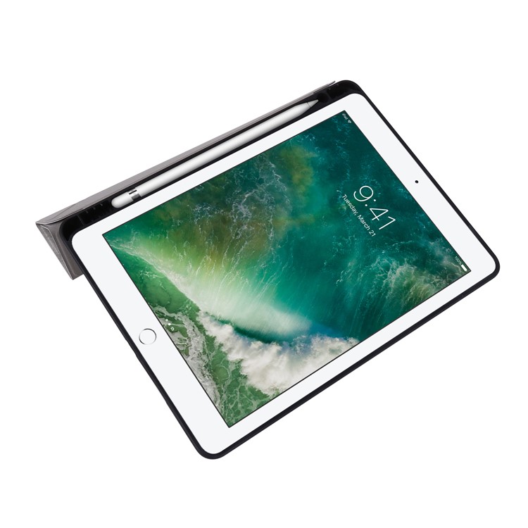 PU Leather Stand Tablet Case Shell with Pen Slot for iPad 10.2 (2019) - Grey-8