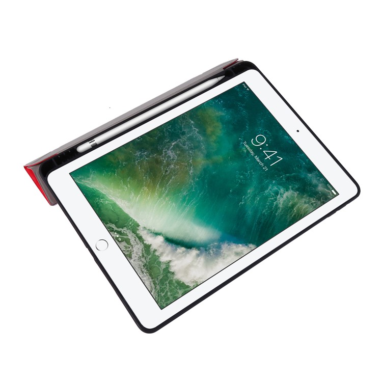 PU Leather Stand Tablet Case Shell with Pen Slot for iPad 10.2 (2019) - Red-8