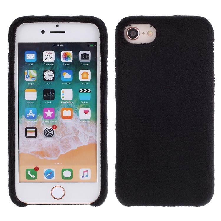 Plush Coated TPU Phone Case Cover for iPhone SE 2nd Gen (2020)/8/7 4.7 inch - Black-1