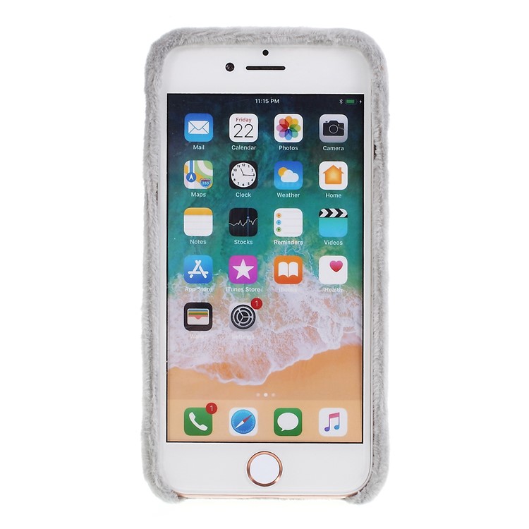 Plush Coated TPU Phone Case Cover for iPhone SE 2nd Gen (2020)/8/7 4.7 inch - Grey-3