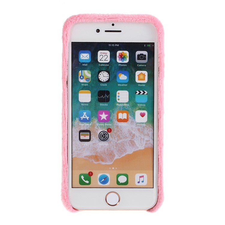 Plush Coated TPU Phone Case Cover for iPhone SE 2nd Gen (2020)/8/7 4.7 inch - Pink-3