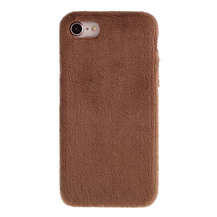 Plush Coated TPU Phone Case Cover for iPhone SE 2nd Gen (2020)/8/7 4.7 inch - Brown-1