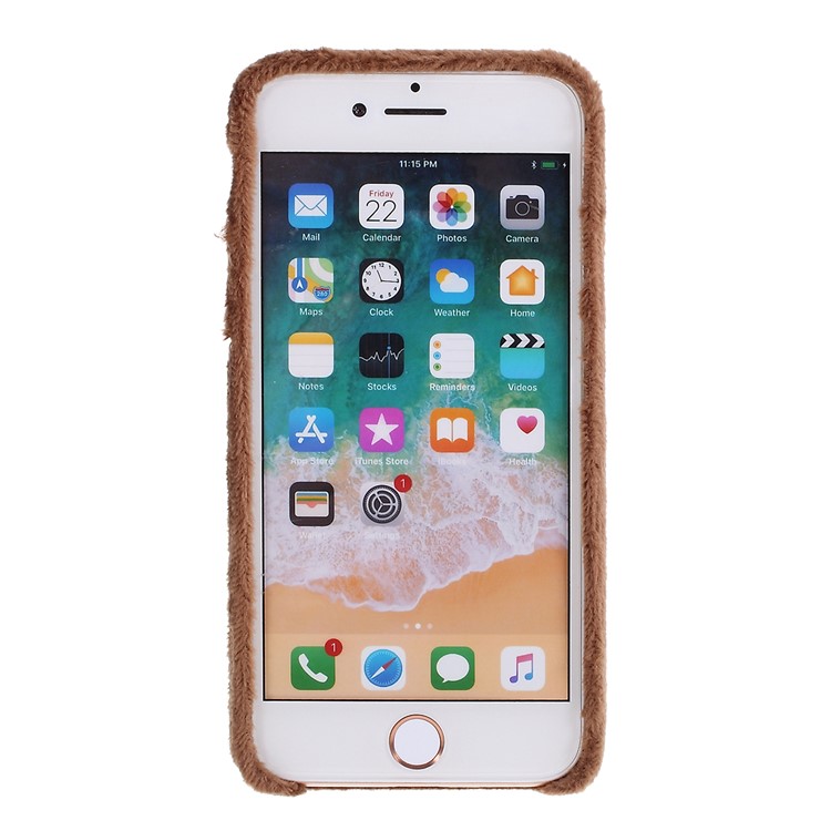 Plush Coated TPU Phone Case Cover for iPhone SE 2nd Gen (2020)/8/7 4.7 inch - Brown-3