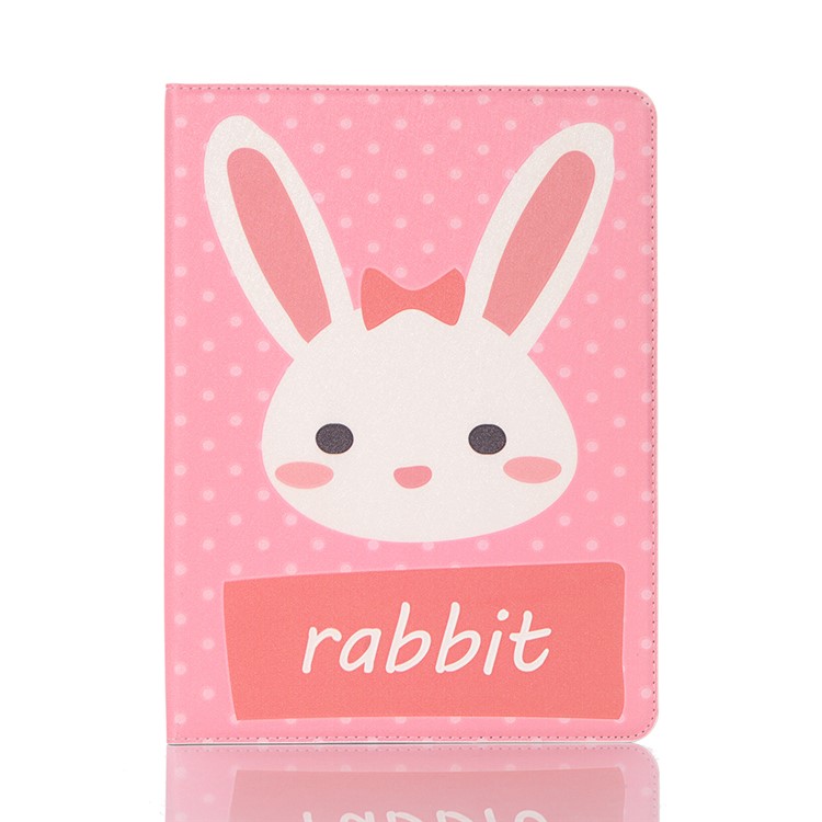 For iPad 10.2 (2019) Cartoon Embossed Pattern Smart Leather Tablet Case - Pink Rabbit-1