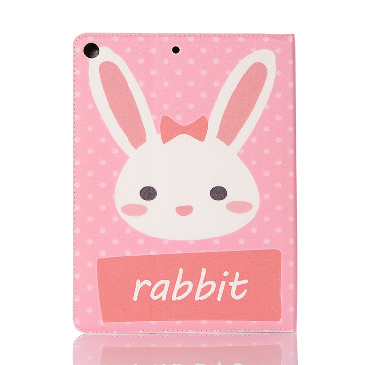 For iPad 10.2 (2019) Cartoon Embossed Pattern Smart Leather Tablet Case - Pink Rabbit-2