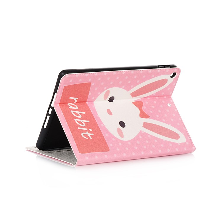 For iPad 10.2 (2019) Cartoon Embossed Pattern Smart Leather Tablet Case - Pink Rabbit-4