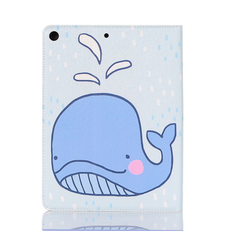 For iPad 10.2 (2019) Cartoon Embossed Pattern Smart Leather Tablet Case - Whale-2