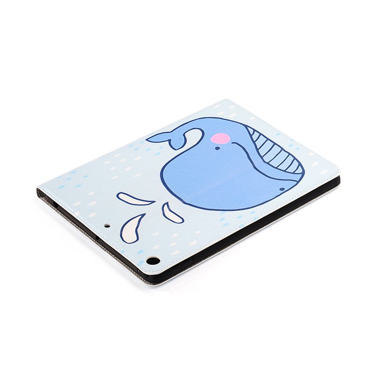 For iPad 10.2 (2019) Cartoon Embossed Pattern Smart Leather Tablet Case - Whale-5