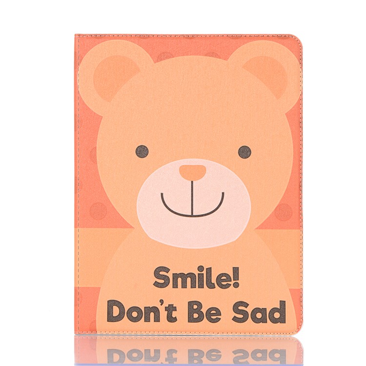 For iPad 10.2 (2019) Cartoon Embossed Pattern Smart Leather Tablet Case - Bear and Quote-1