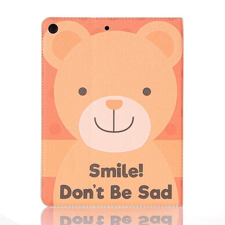 For iPad 10.2 (2019) Cartoon Embossed Pattern Smart Leather Tablet Case - Bear and Quote-2