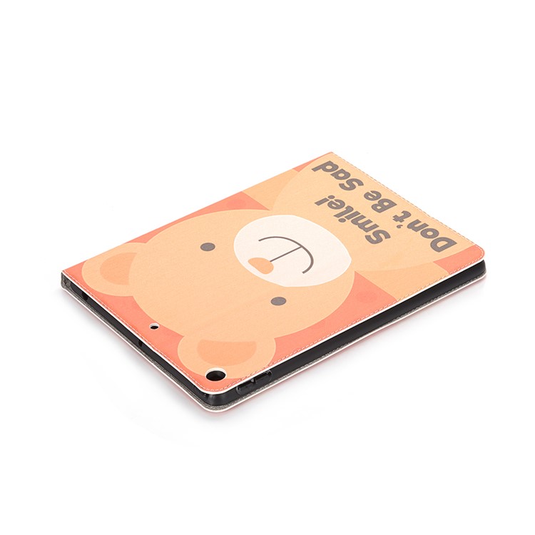 For iPad 10.2 (2019) Cartoon Embossed Pattern Smart Leather Tablet Case - Bear and Quote-5