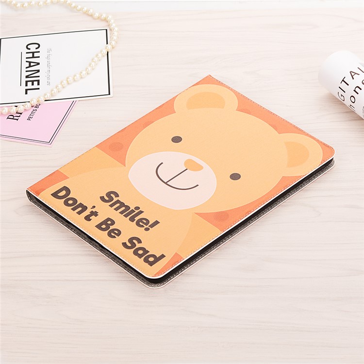 For iPad 10.2 (2019) Cartoon Embossed Pattern Smart Leather Tablet Case - Bear and Quote-6