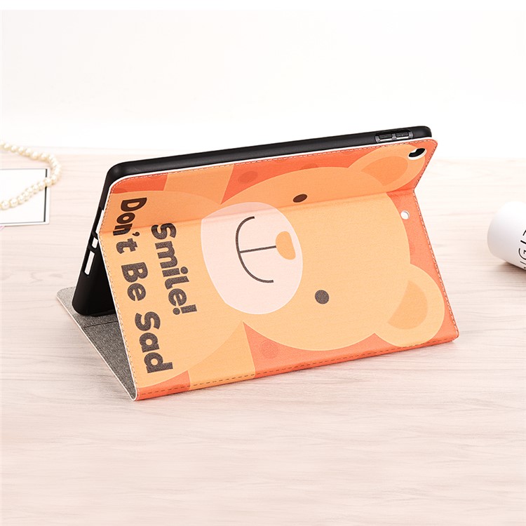 For iPad 10.2 (2019) Cartoon Embossed Pattern Smart Leather Tablet Case - Bear and Quote-8
