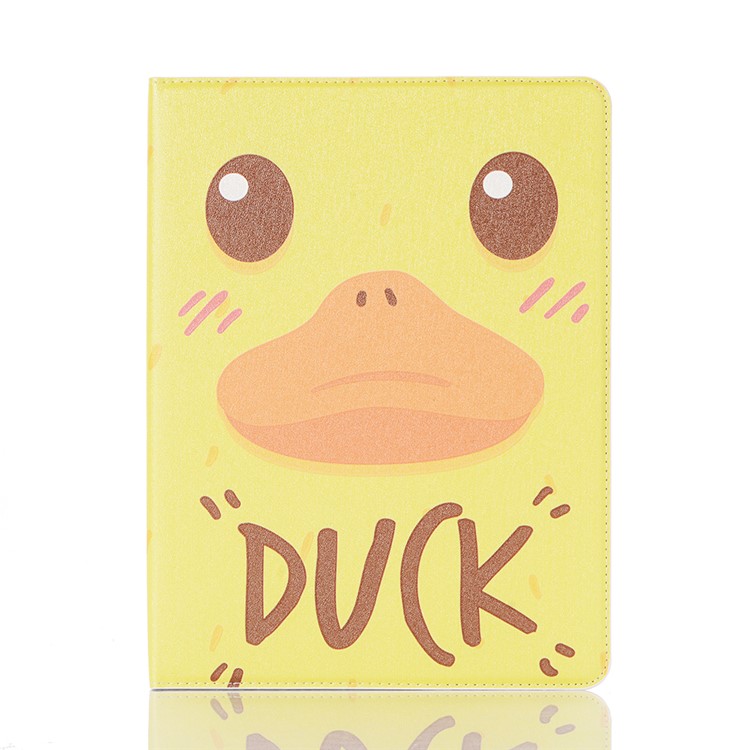For iPad 10.2 (2019) Cartoon Embossed Pattern Smart Leather Tablet Case - Duck-1