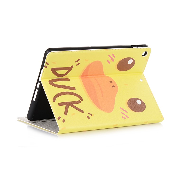 For iPad 10.2 (2019) Cartoon Embossed Pattern Smart Leather Tablet Case - Duck-3