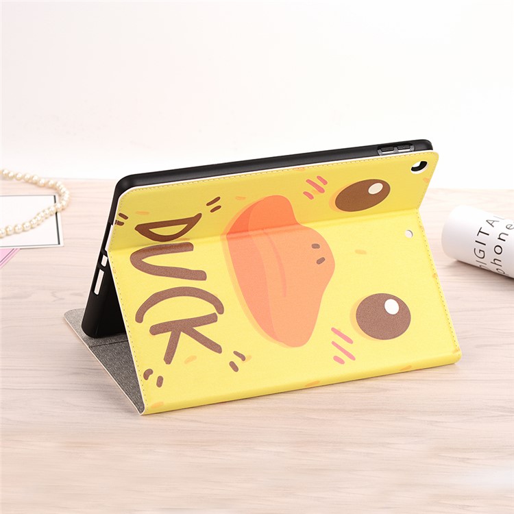 For iPad 10.2 (2019) Cartoon Embossed Pattern Smart Leather Tablet Case - Duck-6