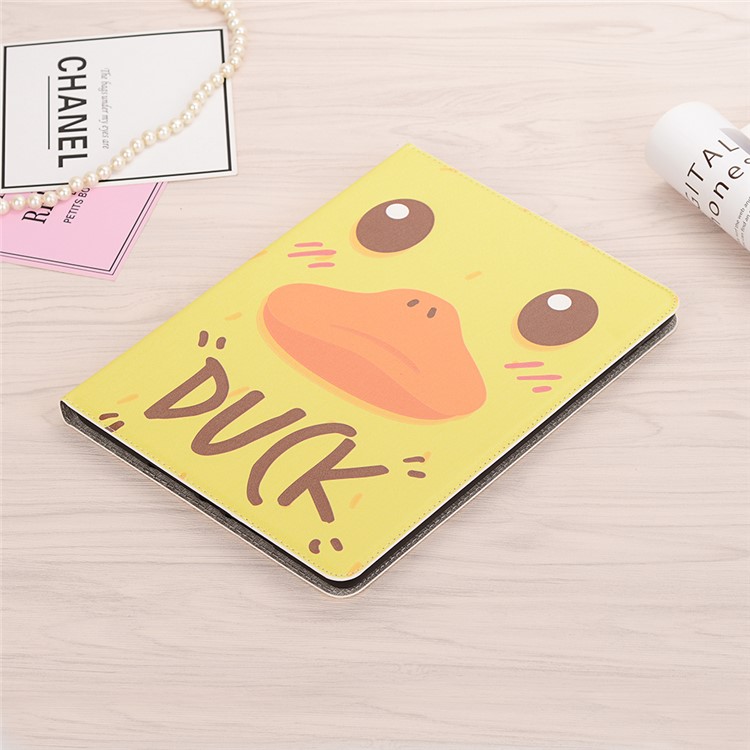 For iPad 10.2 (2019) Cartoon Embossed Pattern Smart Leather Tablet Case - Duck-7