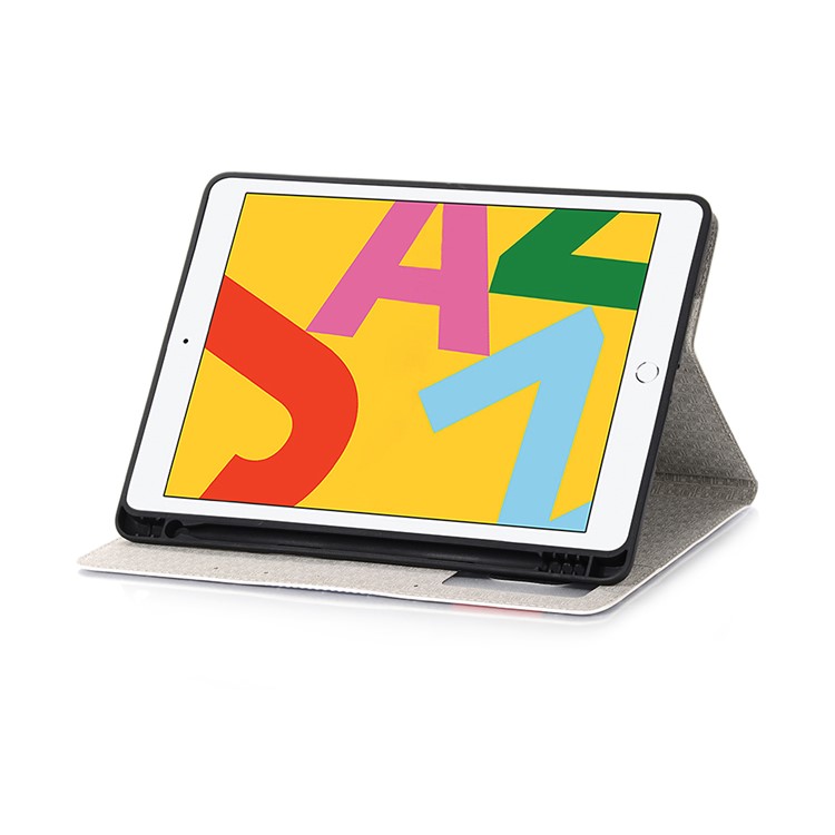 For iPad 10.2 (2019) Cartoon Embossed Pattern Smart Leather Tablet Case - Happy Everyday-4