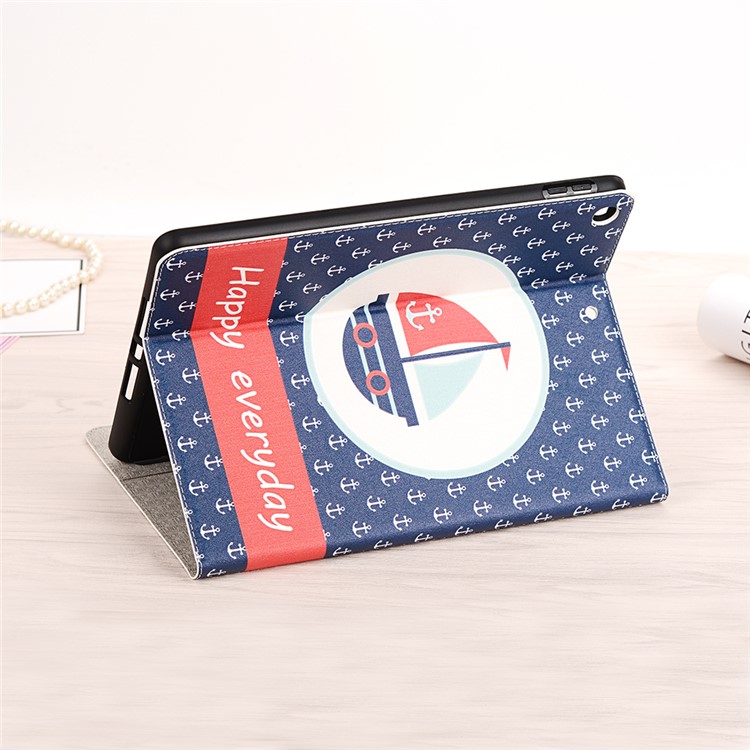 For iPad 10.2 (2019) Cartoon Embossed Pattern Smart Leather Tablet Case - Happy Everyday-8