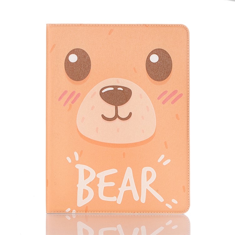 For iPad 10.2 (2019) Cartoon Embossed Pattern Smart Leather Tablet Case - Bear-1