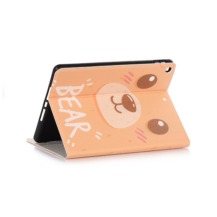 For iPad 10.2 (2019) Cartoon Embossed Pattern Smart Leather Tablet Case - Bear-3