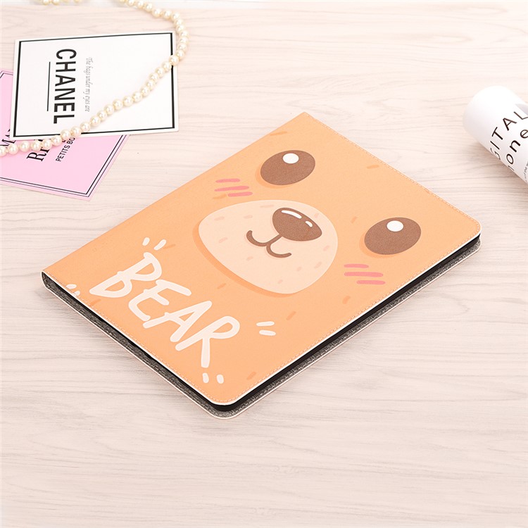 For iPad 10.2 (2019) Cartoon Embossed Pattern Smart Leather Tablet Case - Bear-6