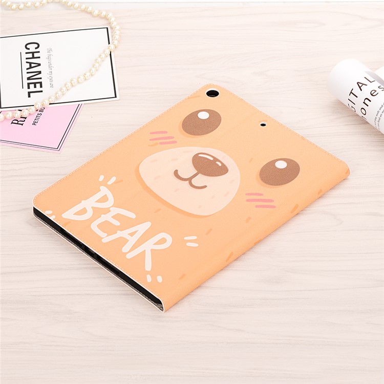 For iPad 10.2 (2019) Cartoon Embossed Pattern Smart Leather Tablet Case - Bear-7
