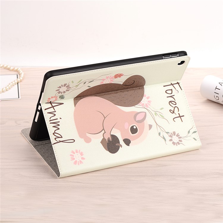 For iPad 10.2 (2019) Cartoon Embossed Pattern Smart Leather Tablet Case - Forest Animal-5