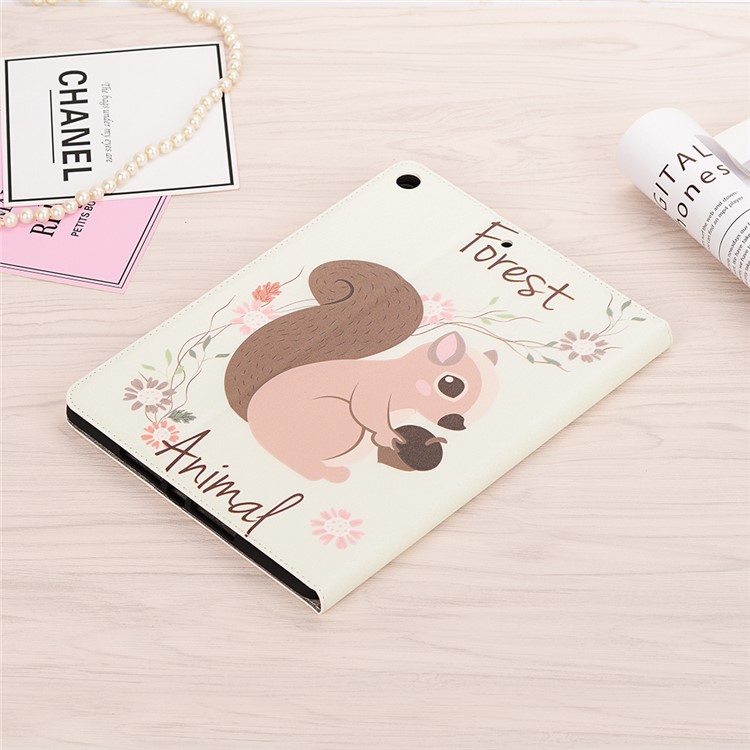 For iPad 10.2 (2019) Cartoon Embossed Pattern Smart Leather Tablet Case - Forest Animal-7