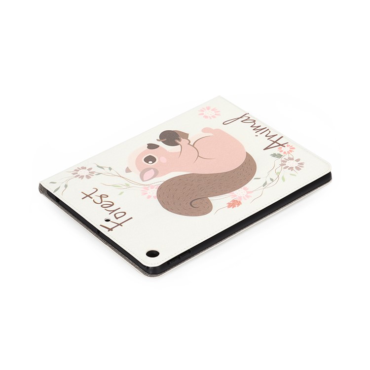For iPad 10.2 (2019) Cartoon Embossed Pattern Smart Leather Tablet Case - Forest Animal-8
