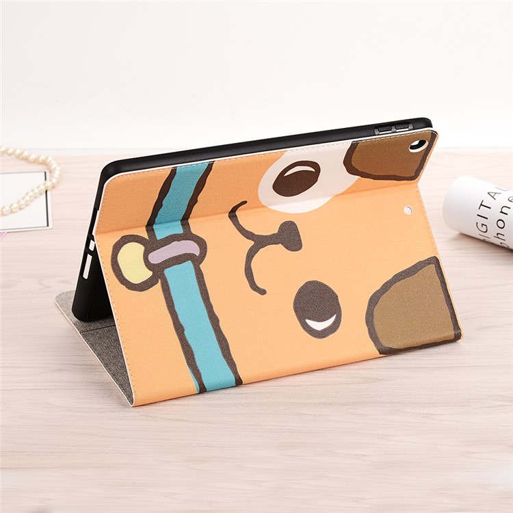 For iPad 10.2 (2019) Cartoon Embossed Pattern Smart Leather Tablet Case - Dog-7
