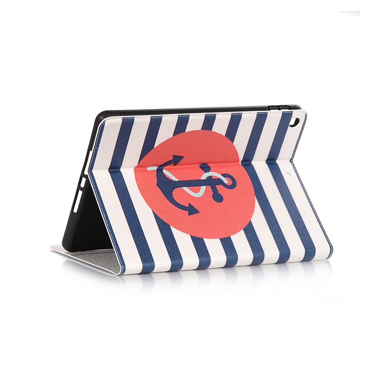 For iPad 10.2 (2019) Cartoon Embossed Pattern Smart Leather Tablet Case - Anchor-3