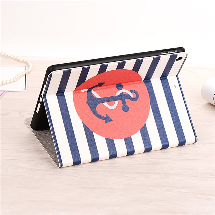 For iPad 10.2 (2019) Cartoon Embossed Pattern Smart Leather Tablet Case - Anchor-5
