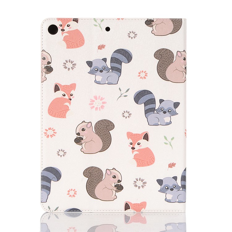 For iPad 10.2 (2019) Cartoon Embossed Pattern Smart Leather Tablet Case - Squirrels and Foxes-2