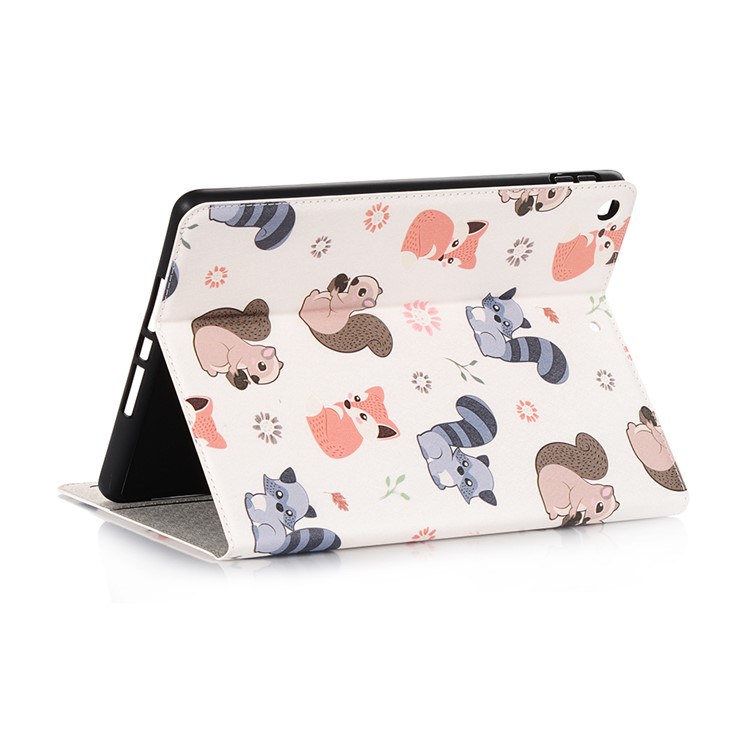 For iPad 10.2 (2019) Cartoon Embossed Pattern Smart Leather Tablet Case - Squirrels and Foxes-3
