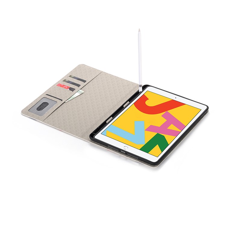 For iPad 10.2 (2019) Cartoon Embossed Pattern Smart Leather Tablet Case - Squirrels and Foxes-5