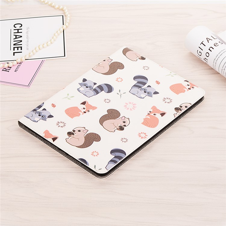 For iPad 10.2 (2019) Cartoon Embossed Pattern Smart Leather Tablet Case - Squirrels and Foxes-6