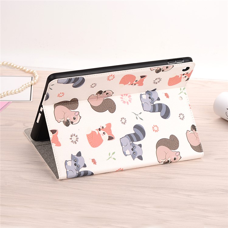 For iPad 10.2 (2019) Cartoon Embossed Pattern Smart Leather Tablet Case - Squirrels and Foxes-8